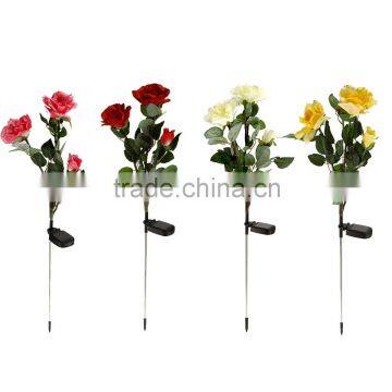 Hot Sale Solar Power 3 Rose Flower LED Light Garden Yard Lawn Decoration View Lamp Red/Yellow/White/Pink Christmas Lights Lamps