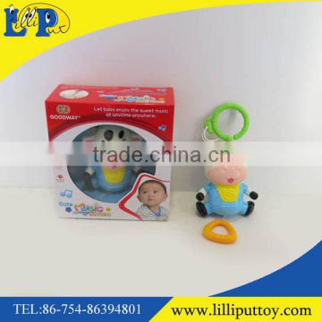 New design toys for child pull line cartoon cow baby rattle with music