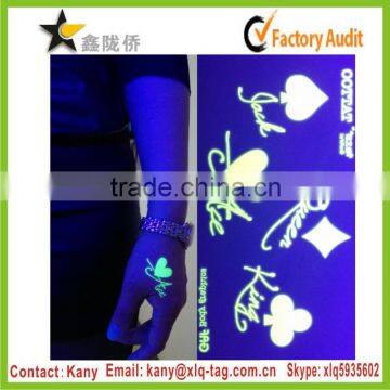 2015 Fluorescent tattoo ink glow in the dark body tattoo sticker