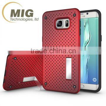 New design TPU and PC 2 in 1 Mesh style stand case For samsung s6 edge plus Cell phone case