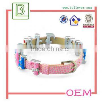 metal letter leather wrist bracelet