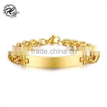 10mm Yellow Gold 316L Stainless Steel pave Chain Link ID Bracelet Men's                        
                                                Quality Choice