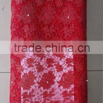 2015 new design red tule lace fabric