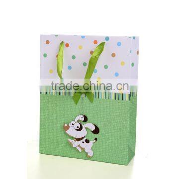 paper bag 2016hot selling blue drawstrings different cute dog paper hand bag for kids and girls' gift