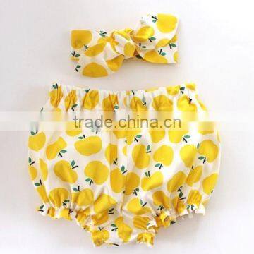 Baby bloomers and headband set Apple print toddler girl diaper shorts 2pc