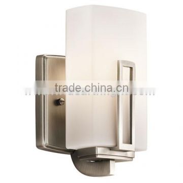 UL CUL Listed Brushed Nickel Metal Base And Rectangle Glass Shade Hotel Wall Sconce Lamp Light W80288