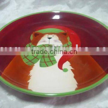 ceramic salad bowl with Xmas design by handpainted