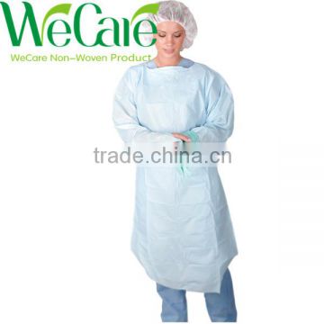 Disposable CPE Blue Isolation gown with elastic cuff or thumb loop