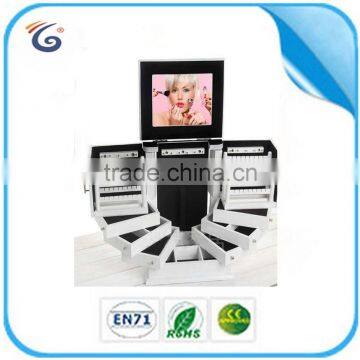 Oversized Mirror Cover Wooden Desktop Jewelry Skin-care Products Cosmetic Storage Box With Open Front photo-2