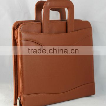 brown genuine leather business man's convention document briefcase