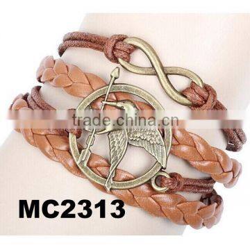 charm handmade braided leather cord handmade bracelet for men