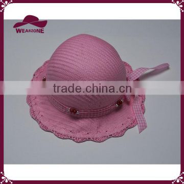 Alibaba china pink kid straw hat straw bowler hat