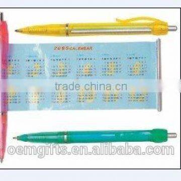 Hot Plastic Advertising Ball Pen with Flyer Calendar