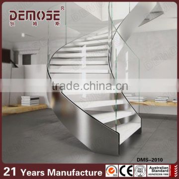 small space stairs/indoor prefabricated stairs with glass treads