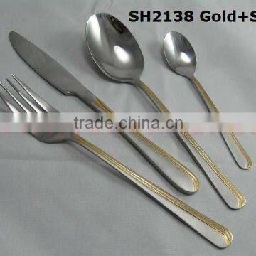 Stainless steel gold and sand polish cutlery