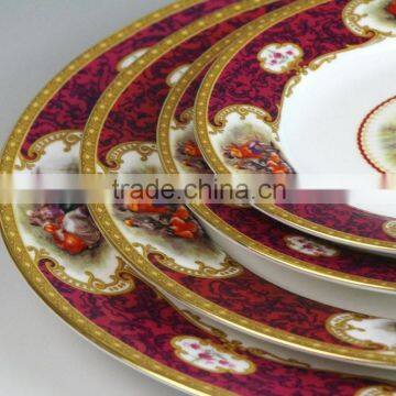 Dinnerware Steak Plate, Custom Ceramic Plates, Ceramic Red Plate photo-4