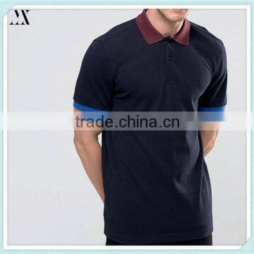 2016 Polo Shirt With Contrast Trim In Navy Custom Man Polo Shirt