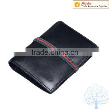 Vintage style mens leather card holder with rubber string