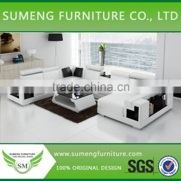 SGS certification European leather sofa with unique armrest for living room