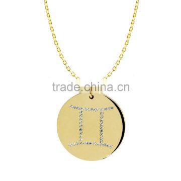 925 Silver/Brass Pandents Rose Gold/Yellow/Silver Plated With Genuine Crystal Customize Design 'Horoscope' for 'Gemini' photo-2