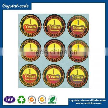 Custom freezer door adhesive 10ml vial serial number tamper-evident security hologram sticker