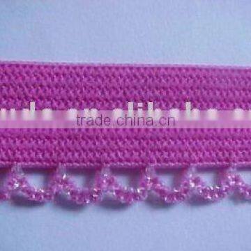 5/8" HOT PINK GLITTER Picot Plush Edged Elastic