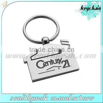 Promotional gift zinc alloy silver house shaped keychain