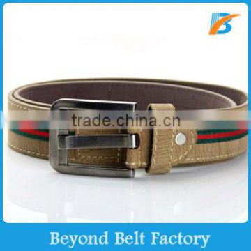 Men's Ribbon Inlay Leather Jeans Belt