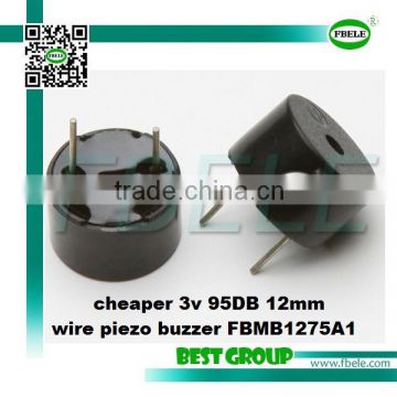 cheaper 3v 95DB 12mm wire piezo buzzer FBMB1275A1