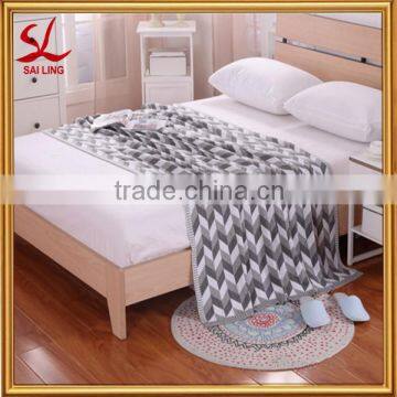 Cotton Knitted Chevroned Throw Soft Warm Cover Blanket Chevron Knitting Pattern 47 by 70 Inches