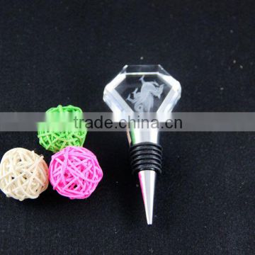 3d laser crystal diamon shaped wine stopper