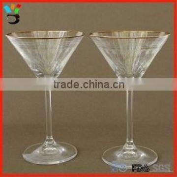 Vodka Cocktail Stem Glass Container V Shaped Gold Rim Martini Glass