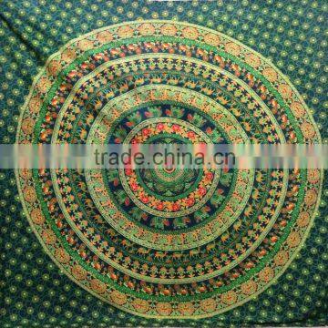 Elephant Indian Green Elephant Mandala Tapestry Wall Hanging Gypsy Bedspread Throw Dorm Decor Wall Hanging