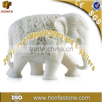 Outdoor white marble elephant statue