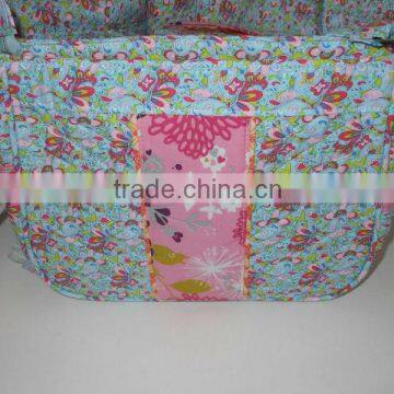 Quilted printing pattern cotton shoulder bag