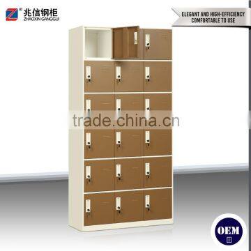 Fashionable 18 Door Brown Steel Clothing Locker Thin Edge Design Wardrobe Steel Gym Storage Locker photo-2