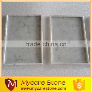 Hotel serving tray 16x30cm rectangle white marble tray