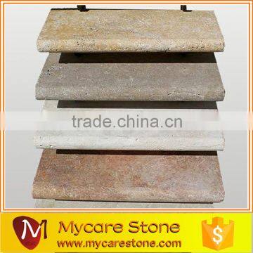 Rectangular tumbled travertine coping tile for swimming pool