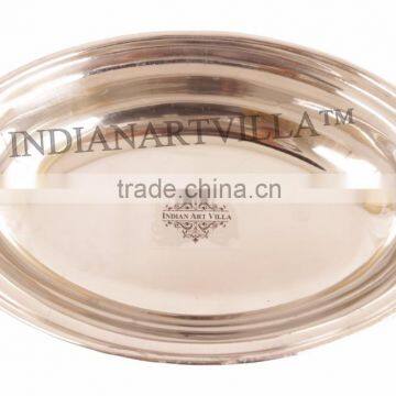 IndianArtVilla Handmade Steel Copper Serveware Dish Serving Oval Platter Plate 800 ML - Home Restaurant Hotel Kitchen Dining