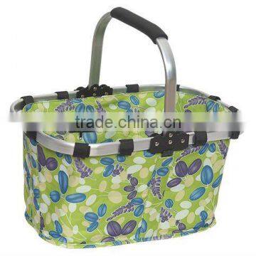 Fashion One Handle Folding Fabric Picnic Basket