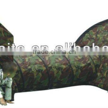 Children play camouflage tent