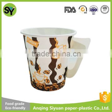 Disposable Single Wall PE Coated Paper Cups With Handle