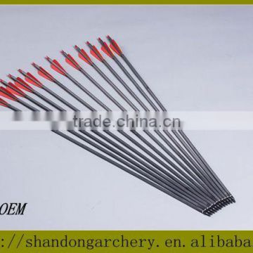 Black Archery Carbon Fiber Hunting Arrows With Replaceable Tips For Compound Bow