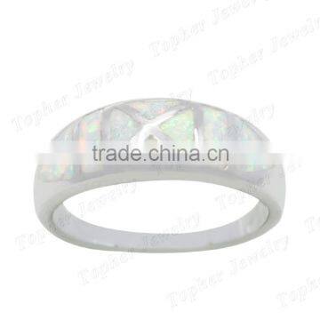 Wholesale Synthetic Opal Rings Unisex Wirte Opal Ring photo-2