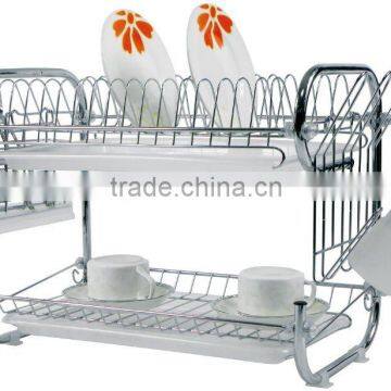 wire chrome plated dish rack with 9 shape plastic side