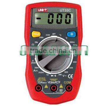 UNI-T UT33C LCD Palm Size Handheld Digital Multimeters DC AC Ammeter Voltmeter Ohm DMM LCD Display