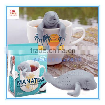 Cute Silicone Tea Infuser Mr and Mrs ManaTea, Set of 2, Grey and Pink, cute animal shaped Silicone Tea strainer