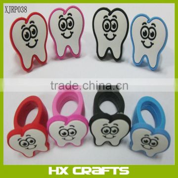 2015 promotional Eco-Friendly soft pvc gifts finger ring Cartoon Soft pvc fashion ring