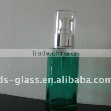 transparent cream glass packaging pump sprayer with shining