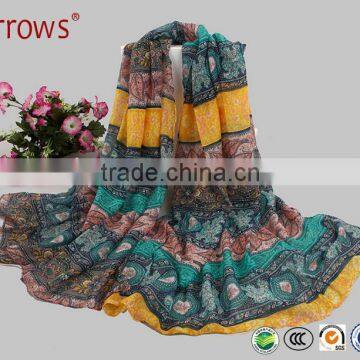 Indian Ethnic Style Wind Jacquard Fllowers Print Scarf Stole Shawls